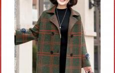 妈妈春装毛呢外套2021新款洋气中年女春秋呢子大衣中老年人上衣服